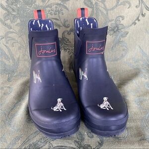 Joules Navy and Pink Accent Ankle Rain Boots